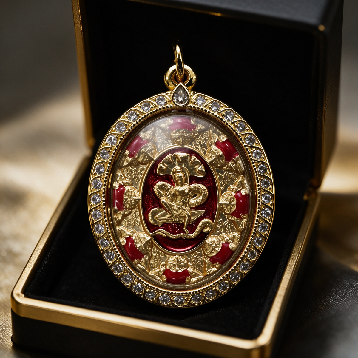 Amuleto tailandés Jatukham Rammathep (Edición de oro rojo), colgante folclórico tailandés, talismán sagrado de la fortuna