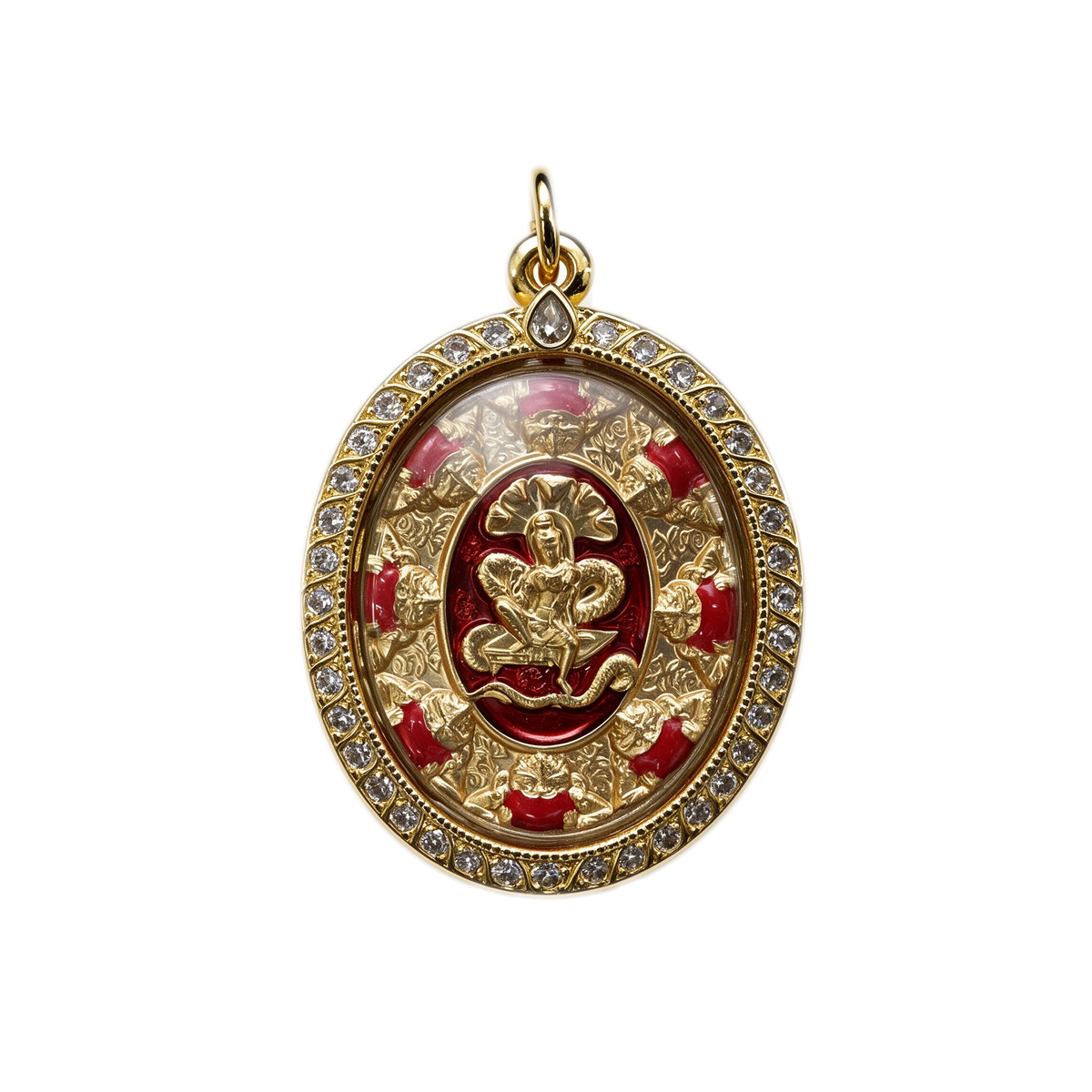 Amuleto tailandés Jatukham Rammathep (Edición de oro rojo), colgante folclórico tailandés, talismán sagrado de la fortuna