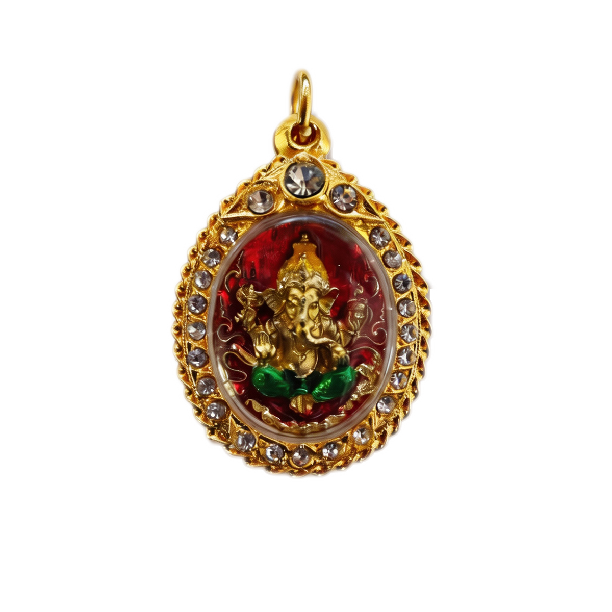 Thai Ganesha-Amulett (Goldrahmen), thailändischer Volksanhänger, heiliger Glücksbringer zum Tragen