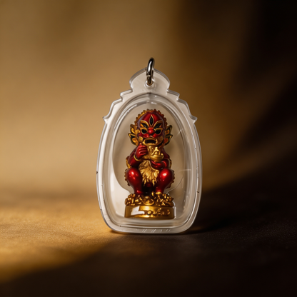 Thai Five-Eyed Four-Eared Monkey Hanuman (Red Gold Edition), Thai Folk Pendant, Sacred Fortune-Wearing Talisman