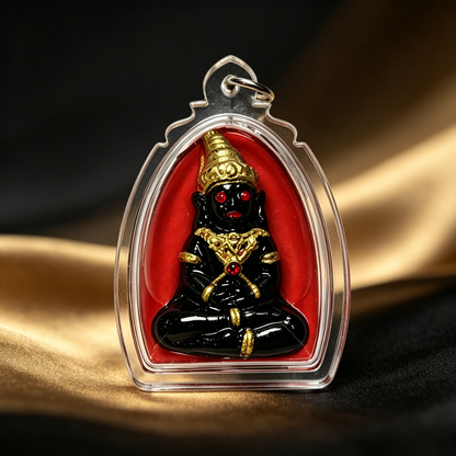 Thai Phra Ngan Amulet (Acrylic Red Liquid Edition), Thai Folk Pendant, Sacred Fortune-Wearing Talisman