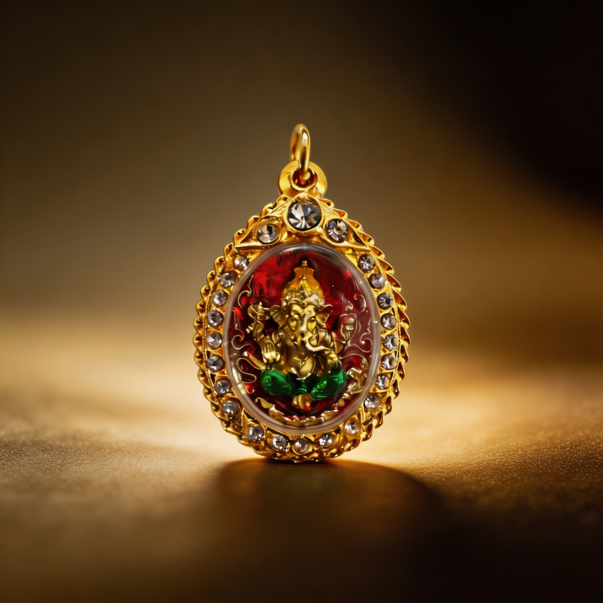 Thai Ganesha-Amulett (Goldrahmen), thailändischer Volksanhänger, heiliger Glücksbringer zum Tragen