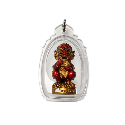 Thai Five-Eyed Four-Eared Monkey Hanuman (Red Gold Edition), Thai Folk Pendant, Sacred Fortune-Wearing Talisman
