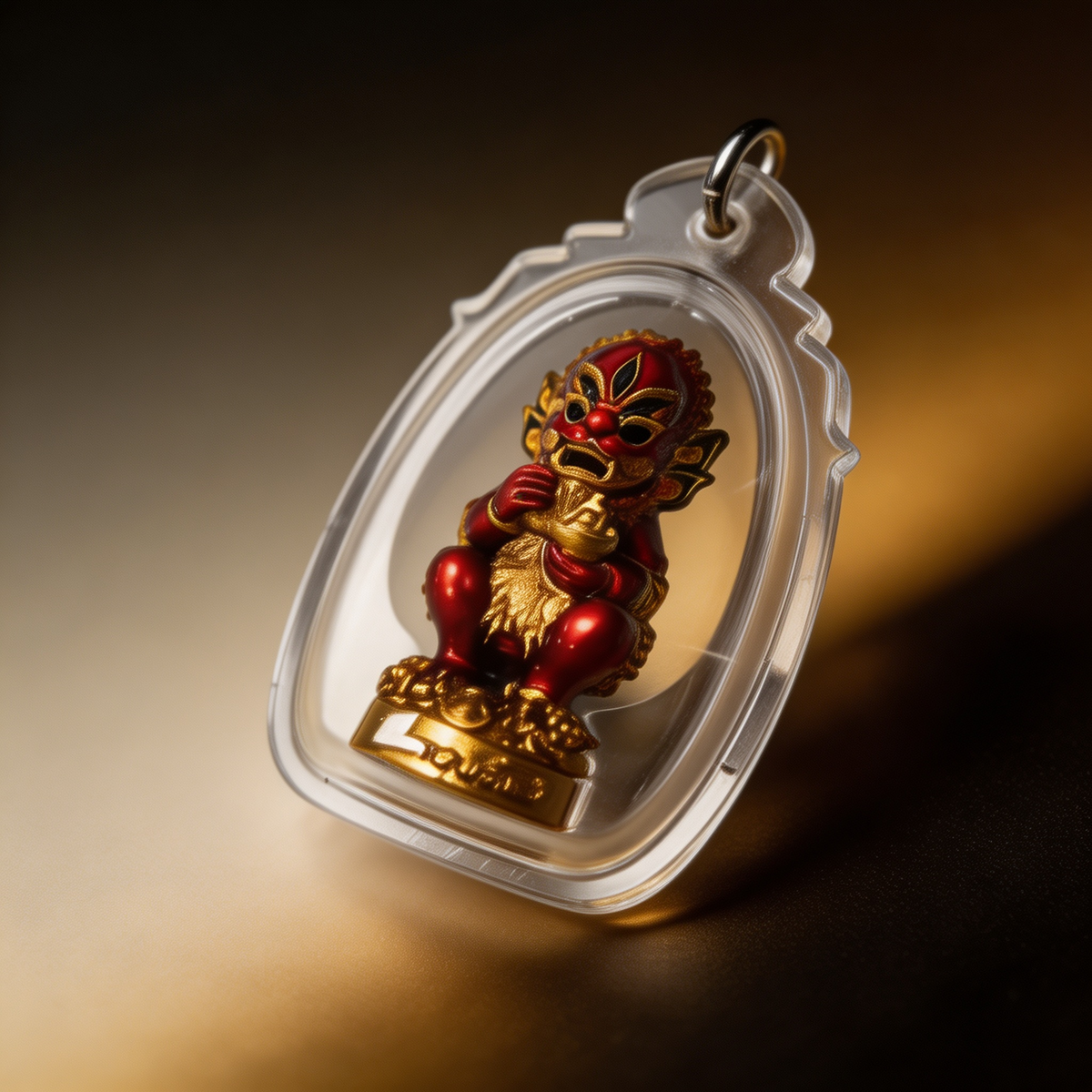 Thai Five-Eyed Four-Eared Monkey Hanuman (Red Gold Edition), Thai Folk Pendant, Sacred Fortune-Wearing Talisman