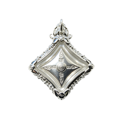 Thailändisches Phra Phrom Viergesicht-Buddha-Amulett (Silber Mini), thailändischer Volksanhänger, heiliger Glücksbringer