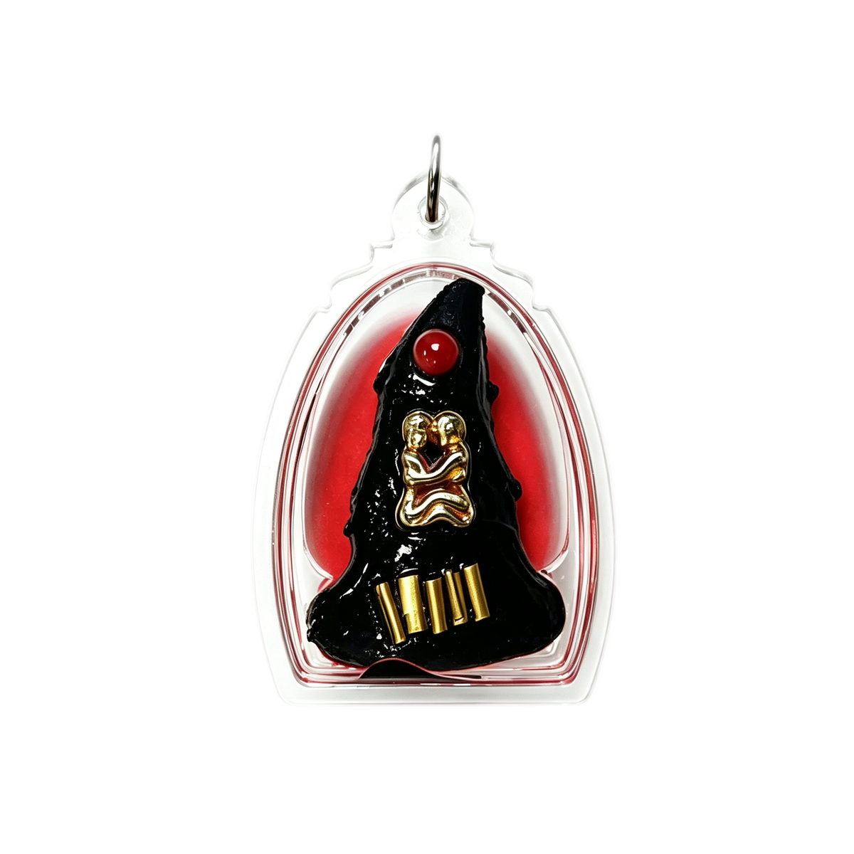 Thai Phra Ngan Amulet (Acrylic Red Liquid Edition), Thai Folk Pendant, Sacred Fortune-Wearing Talisman