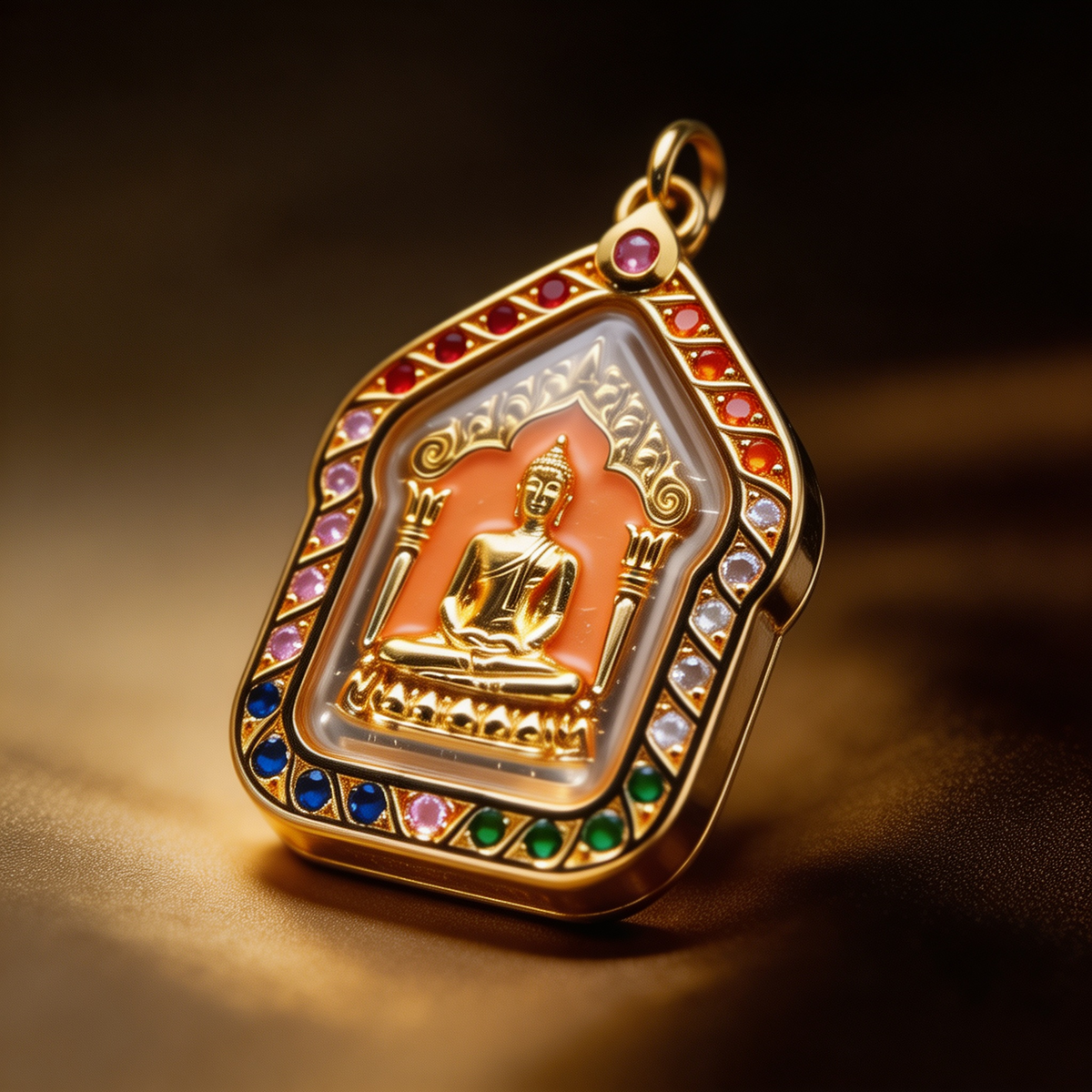 พระขุนแผน (กรอบทอง องค์สีส้ม) เครื่องรางนำโชคและวัตถุมงคลศักดิ์สิทธิ์ตามความเชื่อไทย