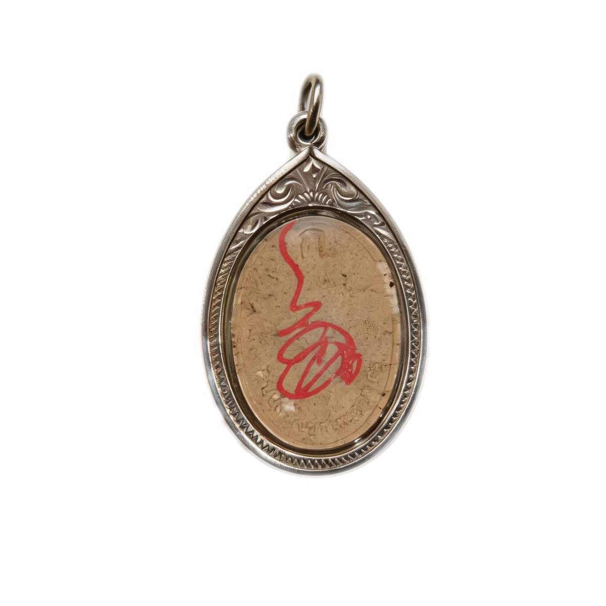 Thai Phra Phrom Four-Faced Buddha Amulet (Oval Engraved Gold Case), Thai Folk Pendant, Sacred Fortune-Wearing Talisman