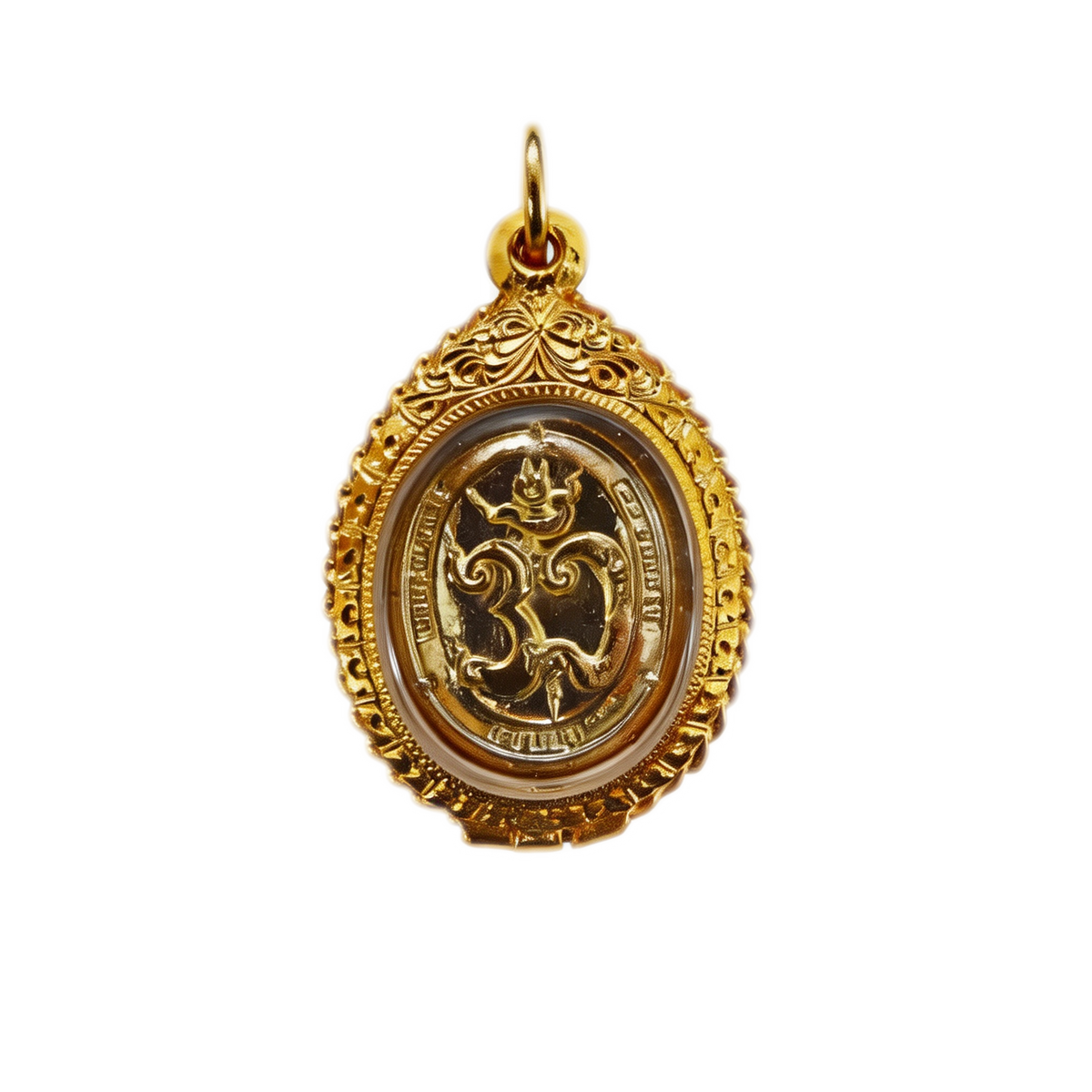Thai Ganesha-Amulett (Goldrahmen), thailändischer Volksanhänger, heiliger Glücksbringer zum Tragen