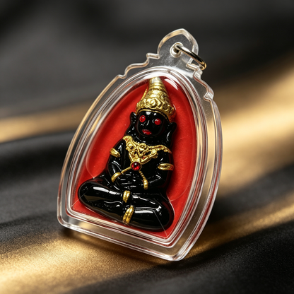 Thai Phra Ngan Amulet (Acrylic Red Liquid Edition), Thai Folk Pendant, Sacred Fortune-Wearing Talisman