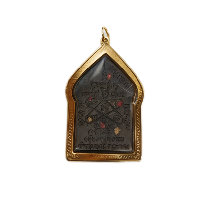 Thai Khun Phaen Buddha Amulet (All Gold Edition), Thai Folk Pendant, Sacred Fortune-Wearing Talisman