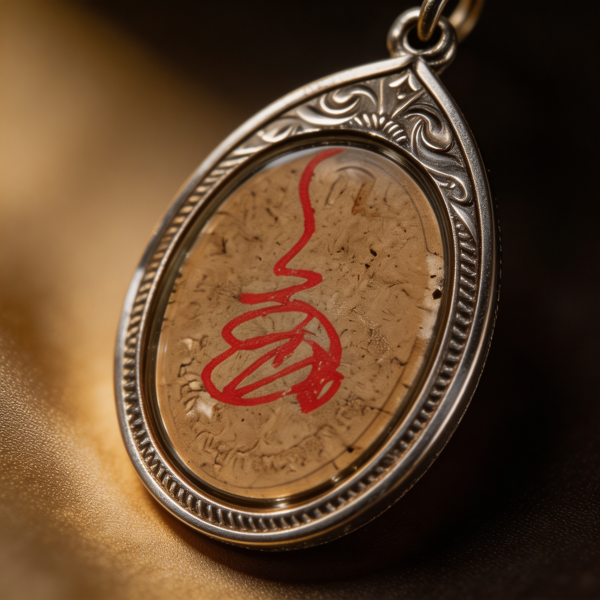 Thai Phra Phrom Four-Faced Buddha Amulet (Oval Engraved Gold Case), Thai Folk Pendant, Sacred Fortune-Wearing Talisman