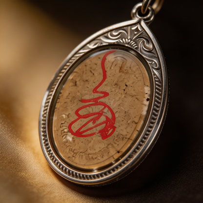 Thai Phra Phrom Four-Faced Buddha Amulet (Oval Engraved Gold Case), Thai Folk Pendant, Sacred Fortune-Wearing Talisman