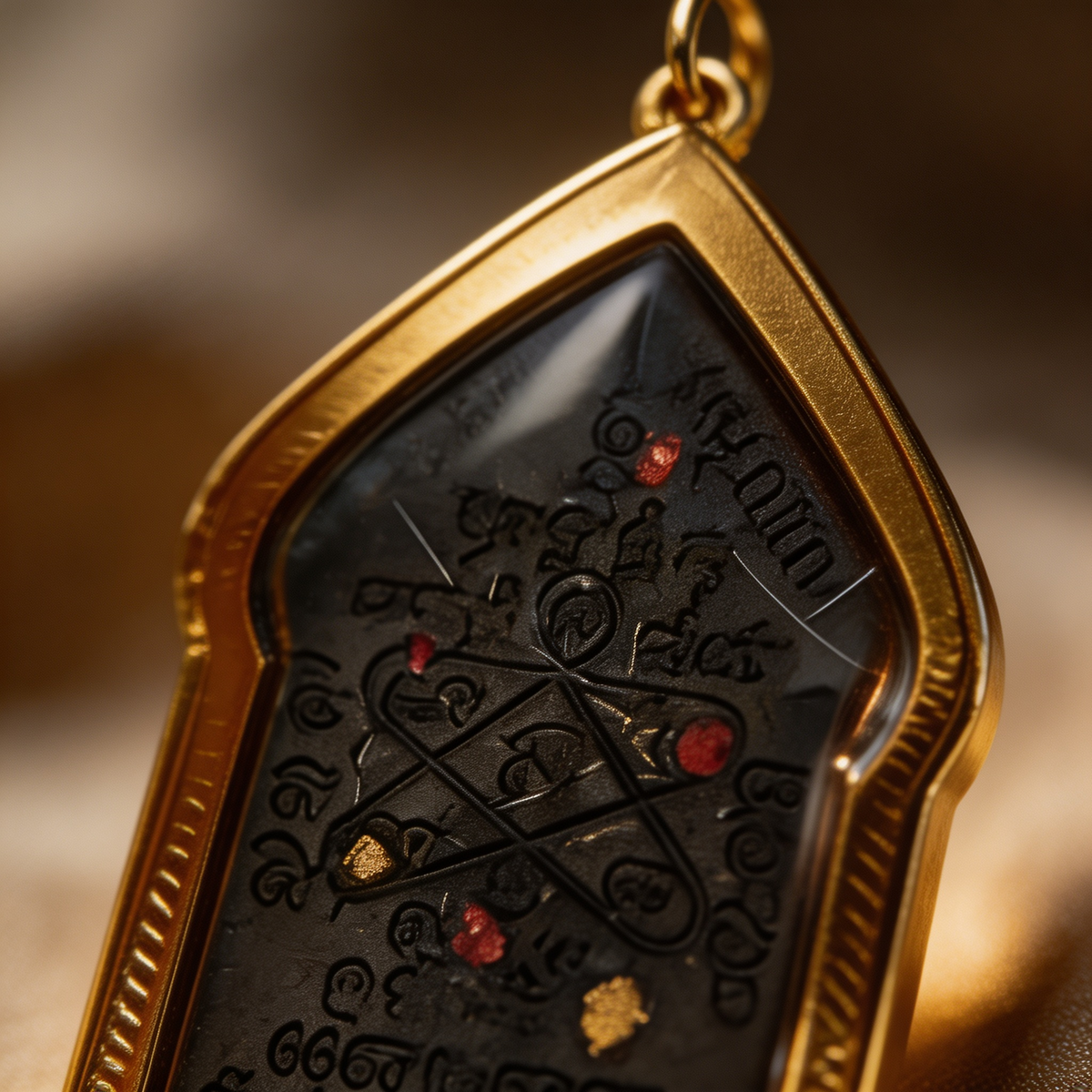 Thai Khun Phaen Buddha Amulet (All Gold Edition), Thai Folk Pendant, Sacred Fortune-Wearing Talisman