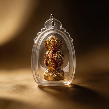 Thai Five-Eyed Four-Eared Monkey Hanuman (Red Gold Edition), Thai Folk Pendant, Sacred Fortune-Wearing Talisman