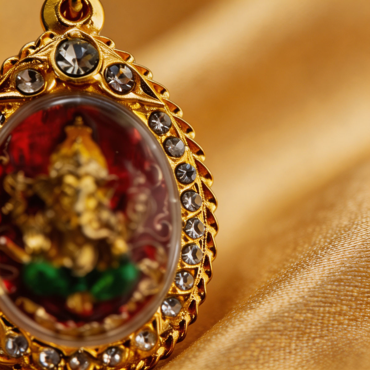 Thai Ganesha-Amulett (Goldrahmen), thailändischer Volksanhänger, heiliger Glücksbringer zum Tragen