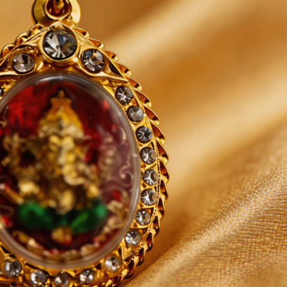 Thai Ganesha-Amulett (Goldrahmen), thailändischer Volksanhänger, heiliger Glücksbringer zum Tragen