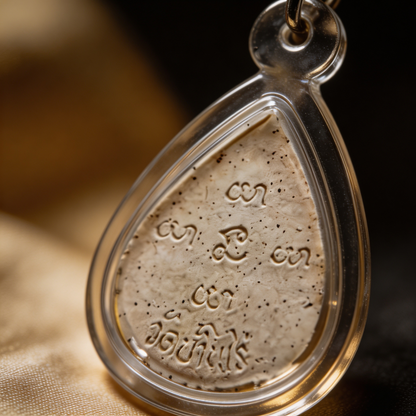 Amulette thaïlandaise Phra Pidta (Bouddha aux mains sur le visage), pendentif traditionnel thaï en acrylique en forme de goutte avec pierre blanche, talisman sacré porte-bonheur