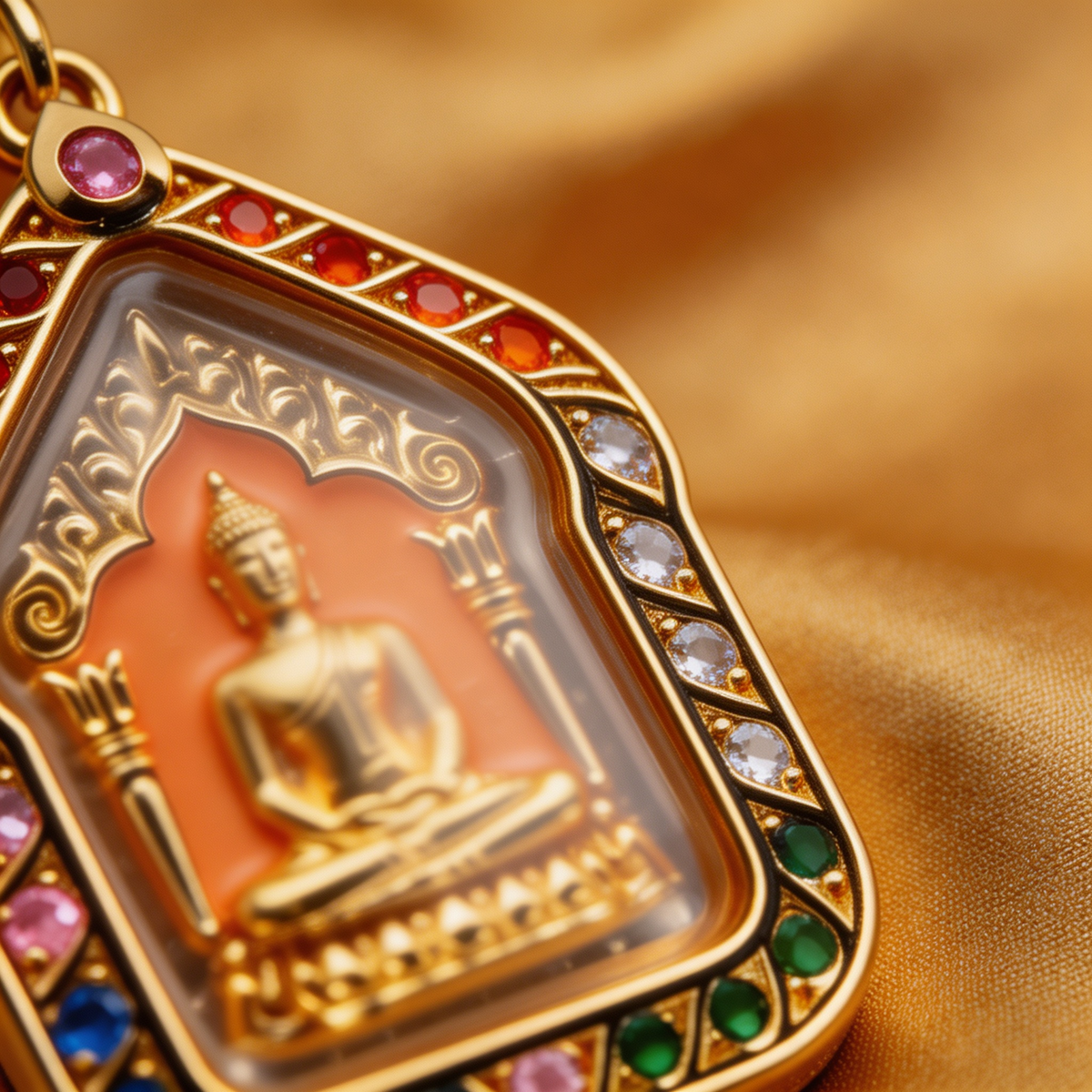 พระขุนแผน (กรอบทอง องค์สีส้ม) เครื่องรางนำโชคและวัตถุมงคลศักดิ์สิทธิ์ตามความเชื่อไทย