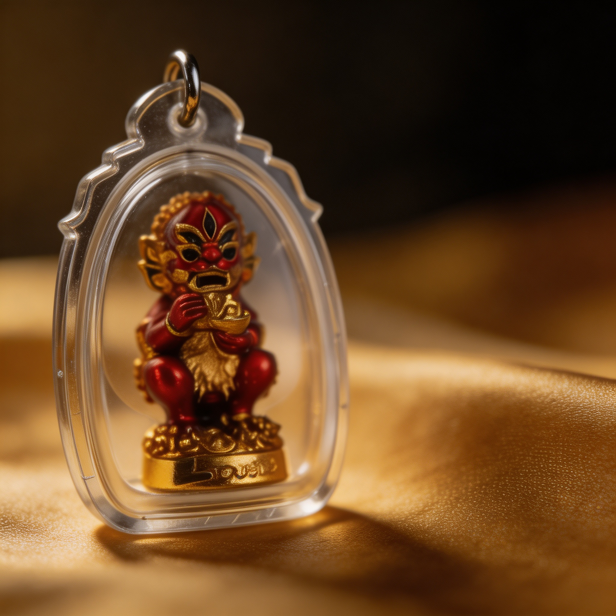 Thai Five-Eyed Four-Eared Monkey Hanuman (Red Gold Edition), Thai Folk Pendant, Sacred Fortune-Wearing Talisman