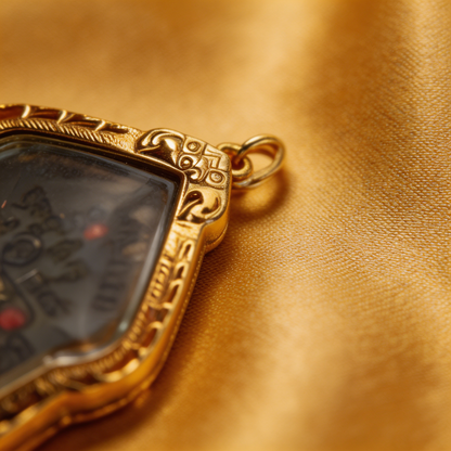 Thai Khun Phaen Buddha Amulet (All Gold Edition), Thai Folk Pendant, Sacred Fortune-Wearing Talisman