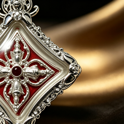 Thailändisches Phra Phrom Viergesicht-Buddha-Amulett (Silber Mini), thailändischer Volksanhänger, heiliger Glücksbringer