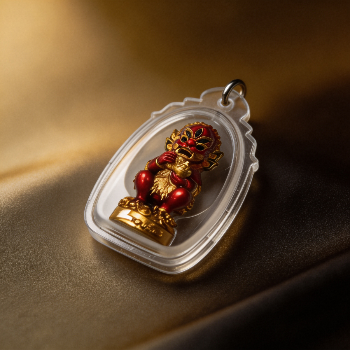 Thai Five-Eyed Four-Eared Monkey Hanuman (Red Gold Edition), Thai Folk Pendant, Sacred Fortune-Wearing Talisman