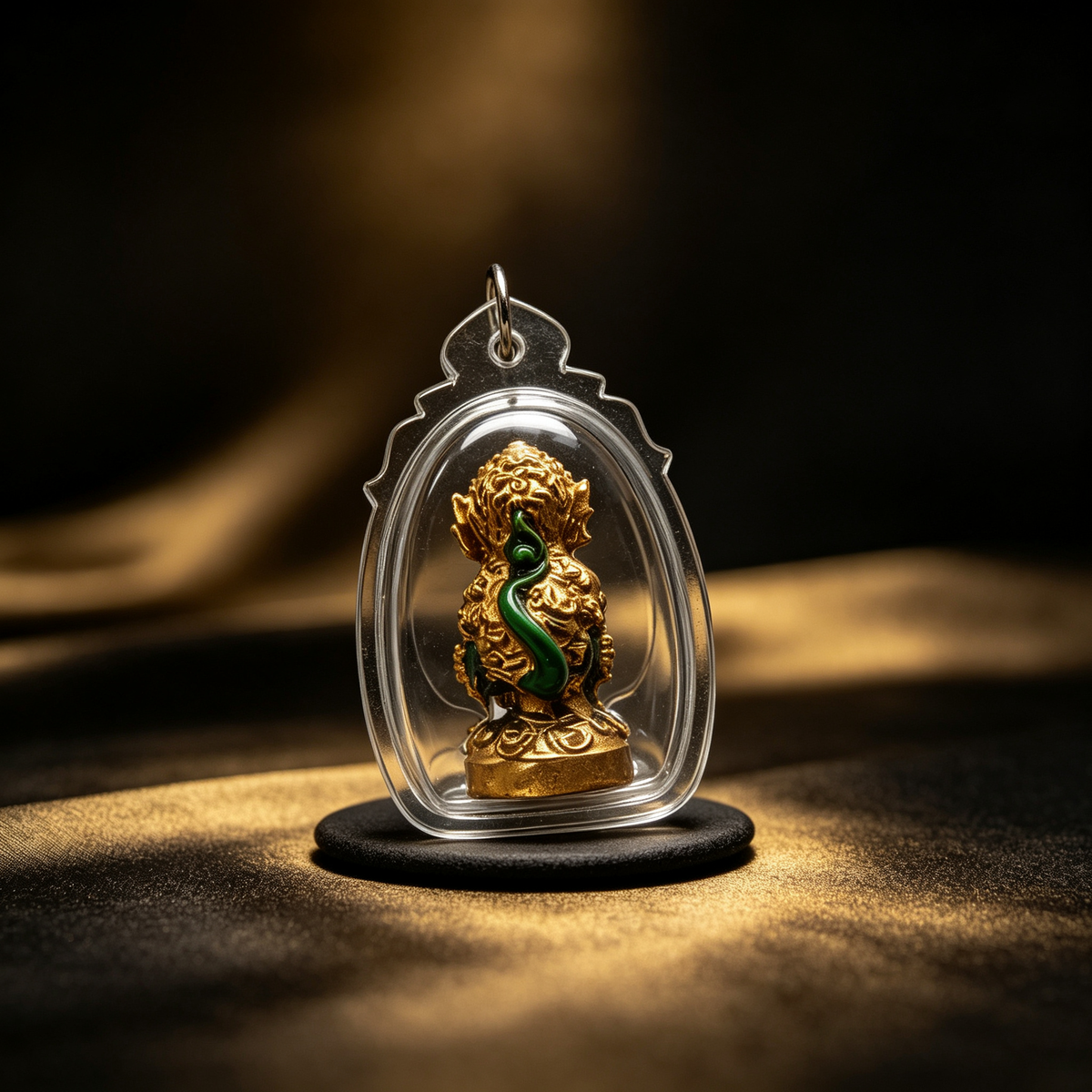 Thai Five-Eyed Four-Eared Monkey Hanuman (Green Gold Edition), Thai Folk Pendant, Sacred Fortune-Wearing Talisman