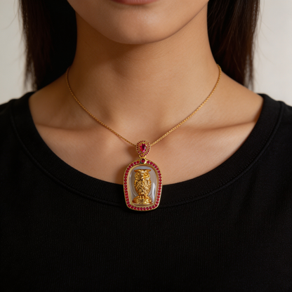 Amulette chouette thaïlandaise, pendentif folklorique thaï, talisman sacré porte-bonheur