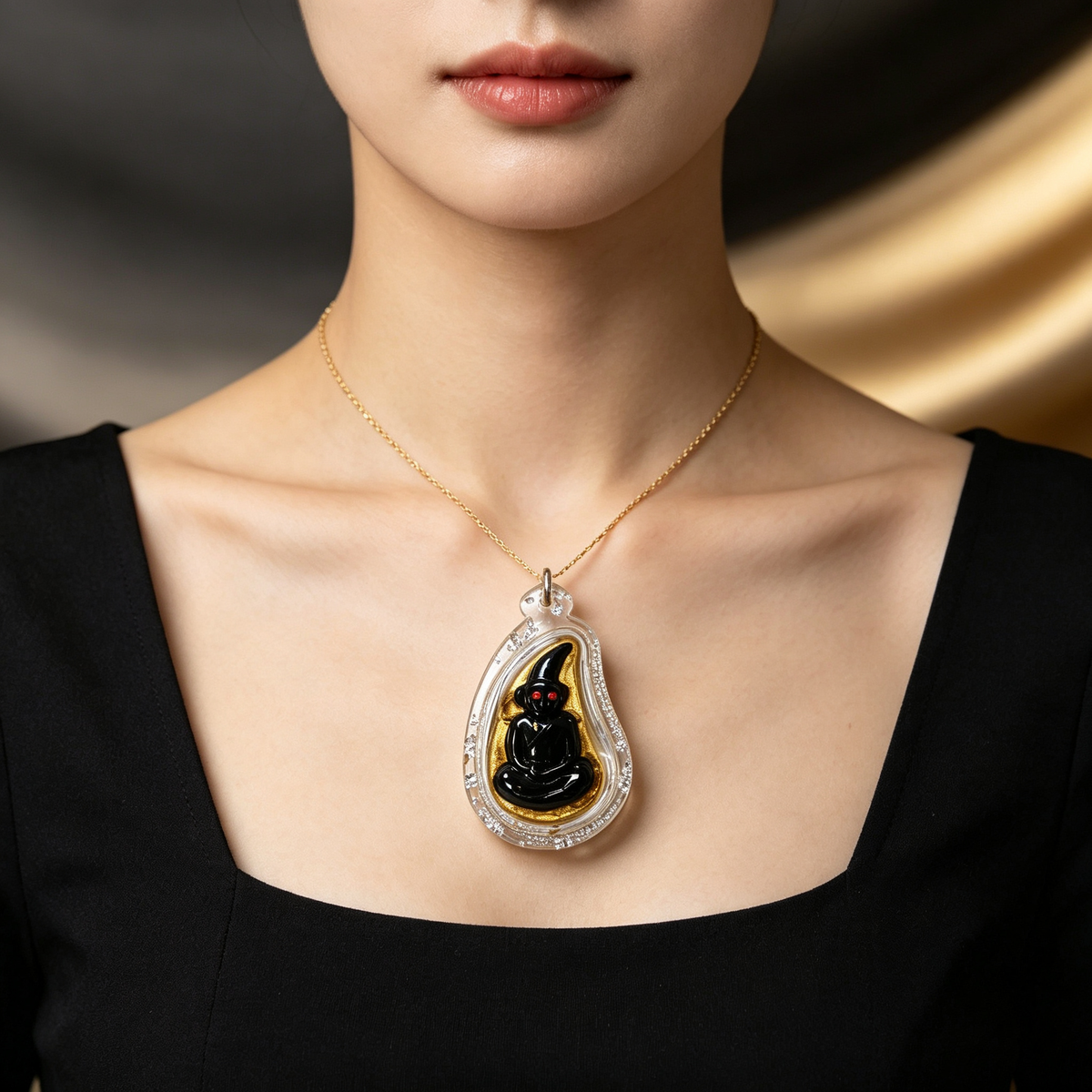 Thailändisches Phra-Ngan-Amulett (Acryl-Flüssigkeits-Edition), thailändischer Volksanhänger, heiliger Glücksbringer zum Tragen
