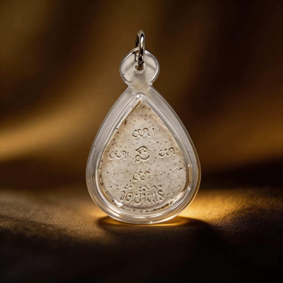 Amulette thaïlandaise Phra Pidta (Bouddha aux mains sur le visage), pendentif traditionnel thaï en acrylique en forme de goutte avec pierre blanche, talisman sacré porte-bonheur