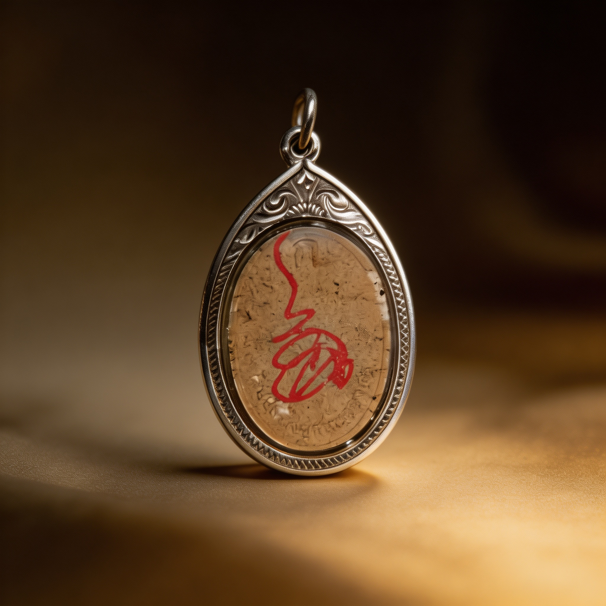 Thai Phra Phrom Four-Faced Buddha Amulet (Oval Engraved Gold Case), Thai Folk Pendant, Sacred Fortune-Wearing Talisman