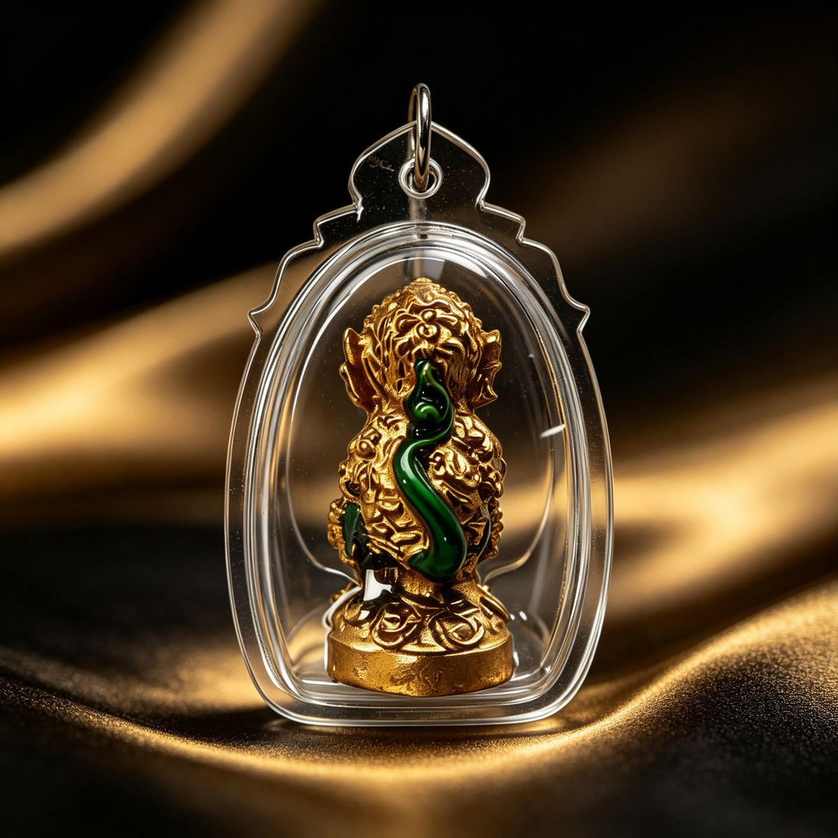Thai Five-Eyed Four-Eared Monkey Hanuman (Green Gold Edition), Thai Folk Pendant, Sacred Fortune-Wearing Talisman