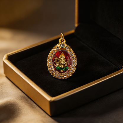 Thai Ganesha-Amulett (Goldrahmen), thailändischer Volksanhänger, heiliger Glücksbringer zum Tragen