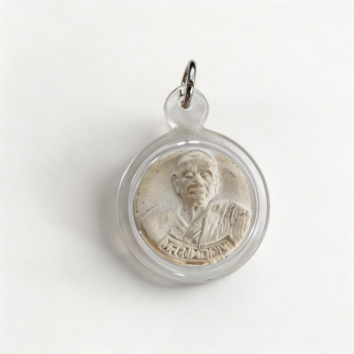 Thai Somdej Buddha-Amulett (Phra Somdej, Acryl-Weißstein), thailändischer Volksanhänger, heiliger Glücksbringer