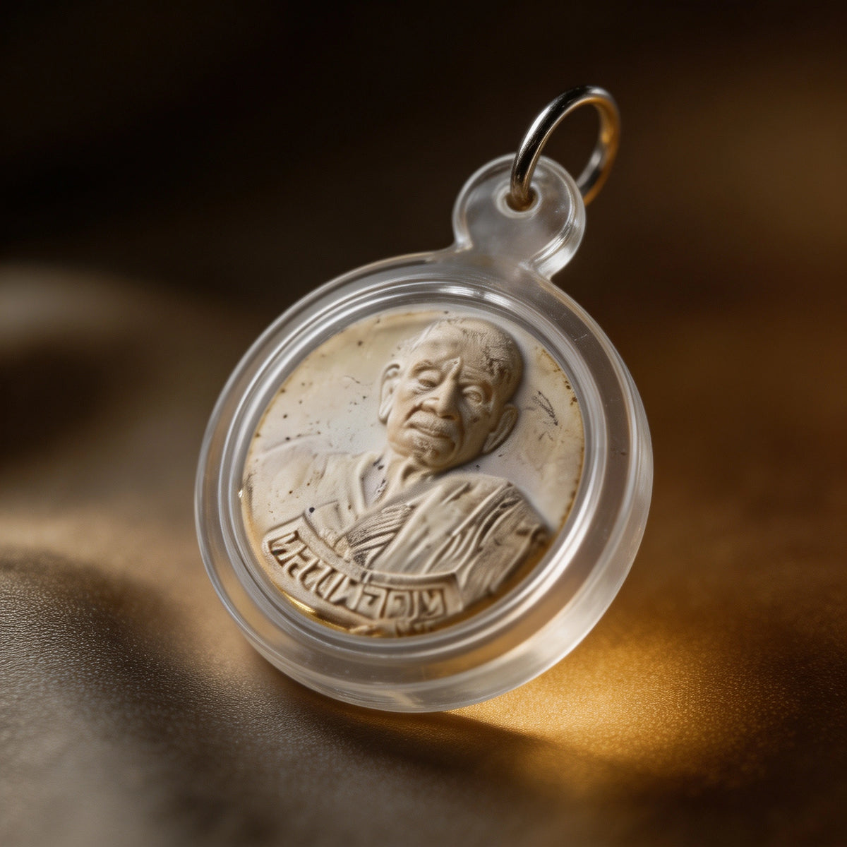 Thai Somdej Buddha-Amulett (Phra Somdej, Acryl-Weißstein), thailändischer Volksanhänger, heiliger Glücksbringer