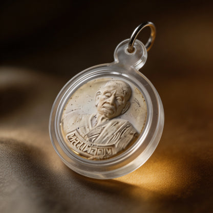 Thai Somdej Buddha-Amulett (Phra Somdej, Acryl-Weißstein), thailändischer Volksanhänger, heiliger Glücksbringer