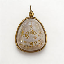 Thailändisches Ganesha-Amulett (handbemalte Edition mit Goldrahmen), thailändischer Volksanhänger, heiliger Glücksbringer