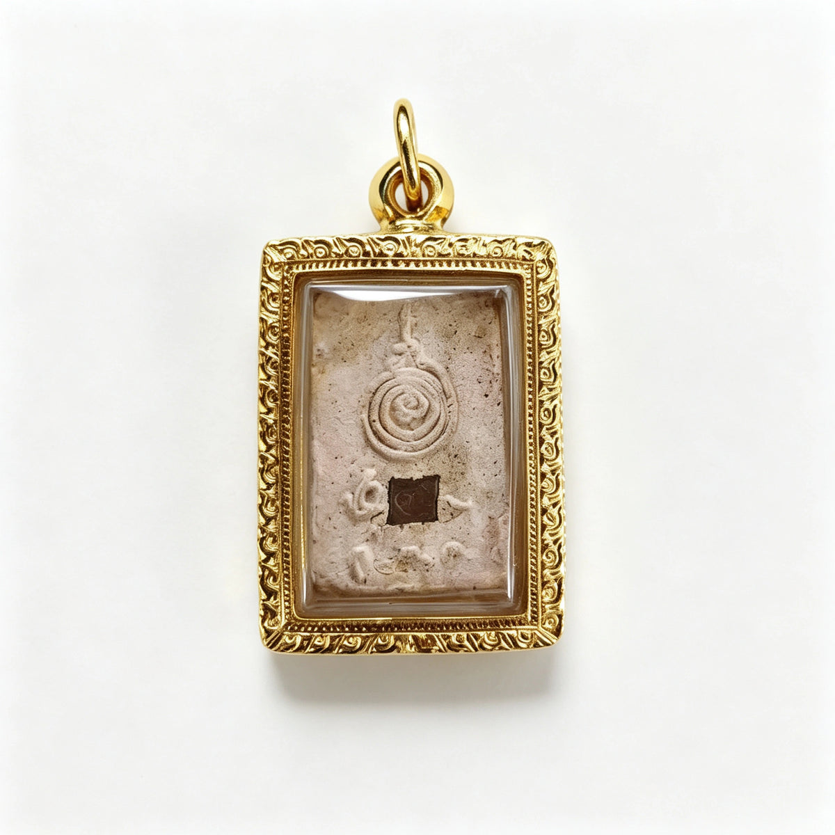 Amuleto de Buda tailandés Phra Somdej (cuadrado de piedra con marco dorado), colgante folclórico tailandés, talismán sagrado para atraer la fortuna