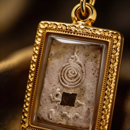 Amuleto de Buda tailandés Phra Somdej (cuadrado de piedra con marco dorado), colgante folclórico tailandés, talismán sagrado para atraer la fortuna