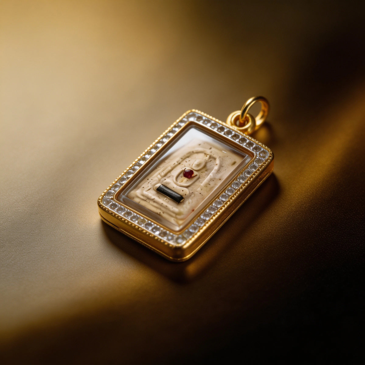 Amuleto de Buda tailandés Phra Somdej (cuadrado de piedra con marco dorado), colgante folclórico tailandés, talismán sagrado para atraer la fortuna