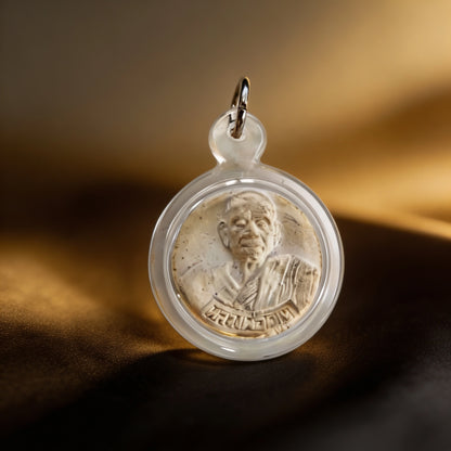 Amulette thaïlandaise Bouddha Somdej (Phra Somdej, série en pierre blanche sous cadre doré), pendentif folklorique thaï, talisman sacré porte-bonheur