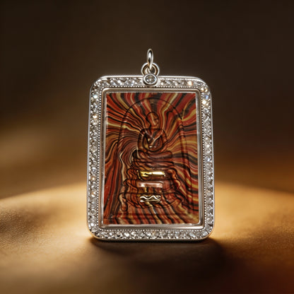 Amuleto budista tailandés Phra Somdej (marco de plata con diamantes y piedras de colores), colgante folclórico tailandés, talismán sagrado de la fortuna
