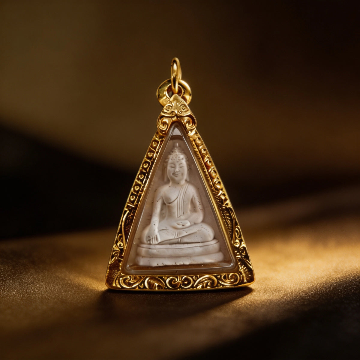 Thai Queen Nang Phaya Amulet (Triangle White Stone), Thai Folk Pendant, Sacred Fortune-Wearing Talisman