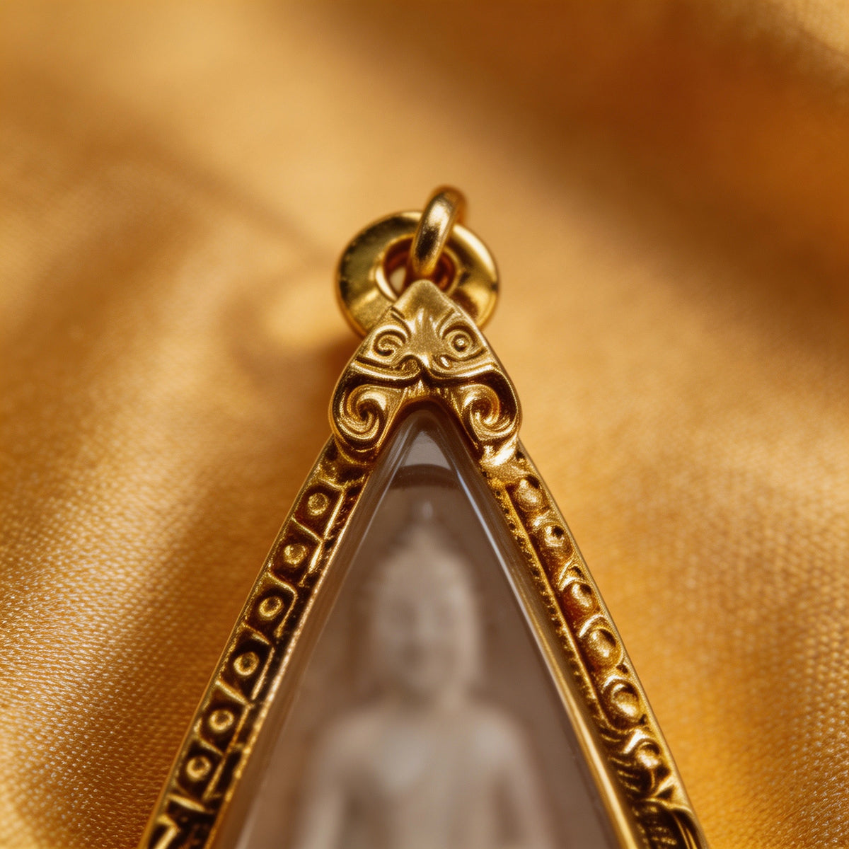 Thai Queen Nang Phaya Amulet (Triangle White Stone), Thai Folk Pendant, Sacred Fortune-Wearing Talisman