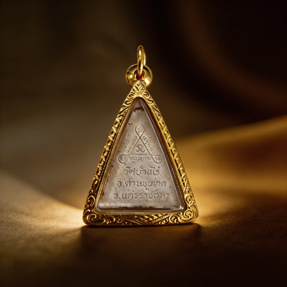 Thai Queen Nang Phaya Amulet (Triangle White Stone), Thai Folk Pendant, Sacred Fortune-Wearing Talisman