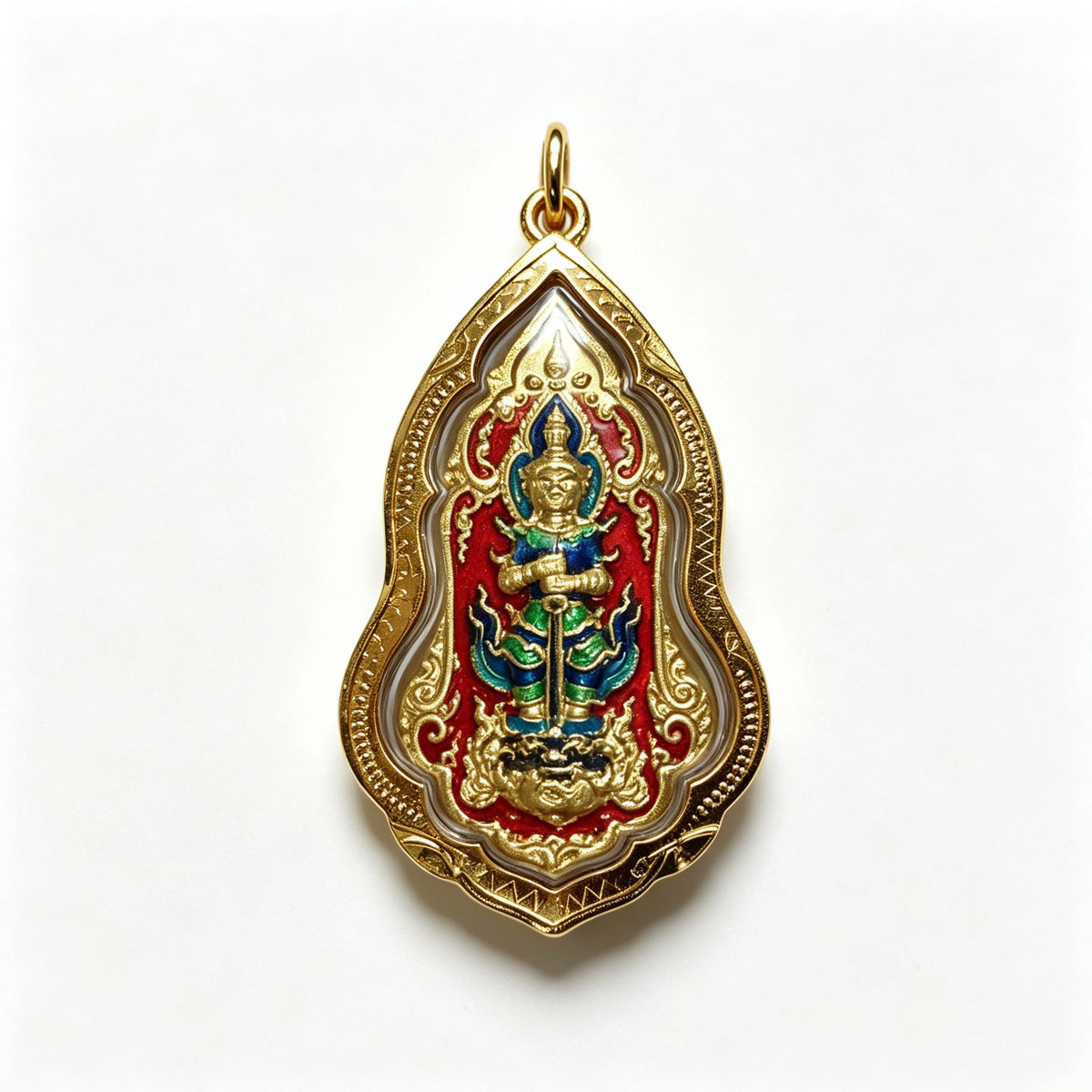 Thai Yaksha King Guardian Amulet (Red Edition), Thai Folk Pendant, Sacred Fortune-Wearing Talisman