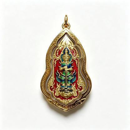 Thai Yaksha King Guardian Amulet (Red Edition), Thai Folk Pendant, Sacred Fortune-Wearing Talisman