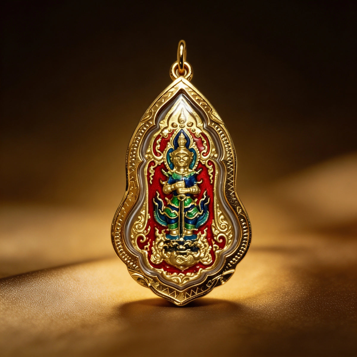 Thai Yaksha King Guardian Amulet (Red Edition), Thai Folk Pendant, Sacred Fortune-Wearing Talisman