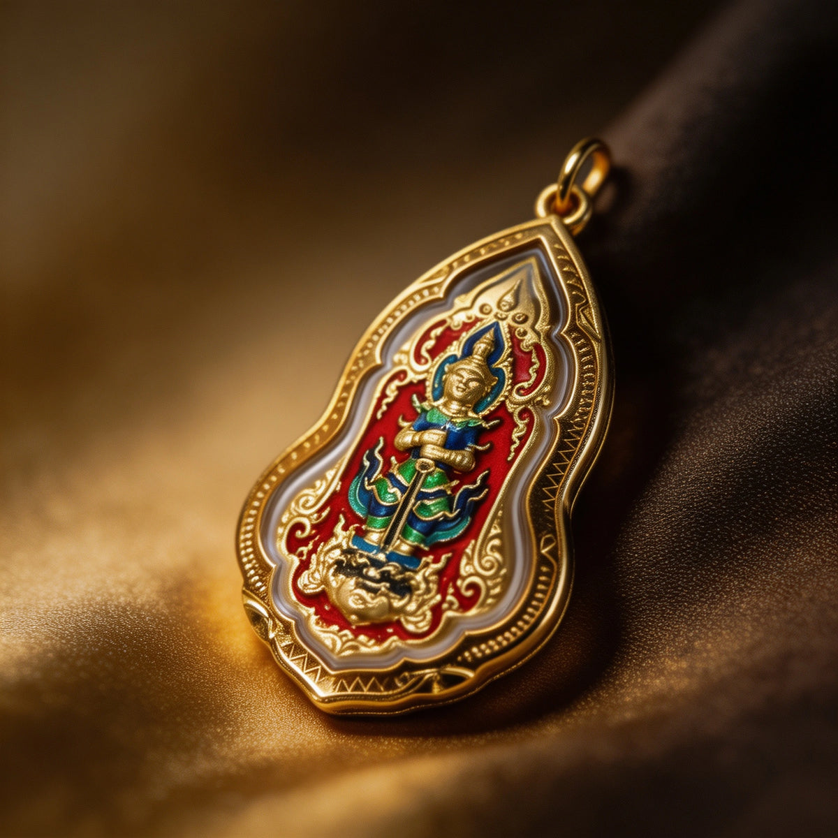 Thai Yaksha King Guardian Amulet (Red Edition), Thai Folk Pendant, Sacred Fortune-Wearing Talisman